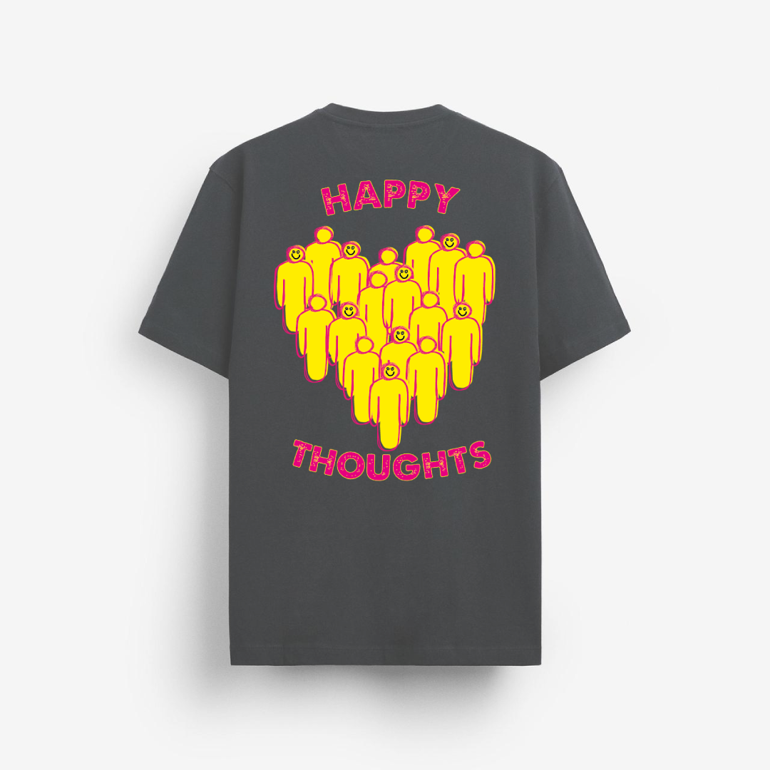 "My Happiness" Oversize Tee - Dark Gray
